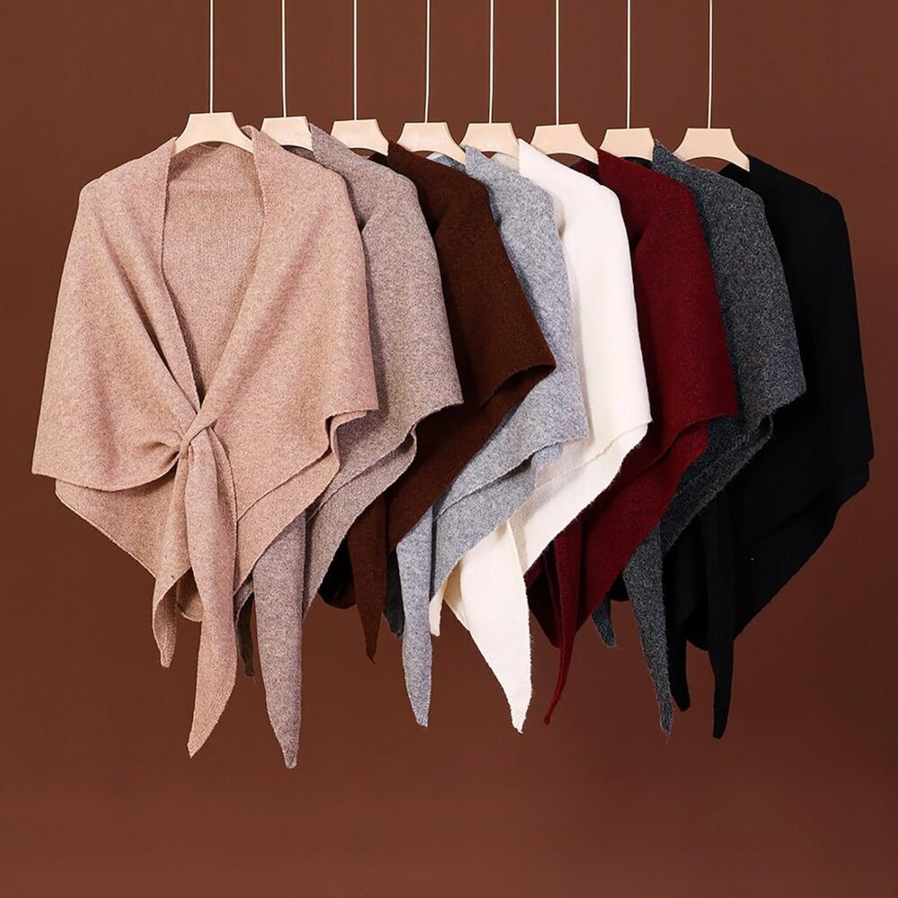 Versatile Women's Knitted Shawl Wrap - Timeless Wool-Cashmere Blend Design - Picture 3 of 8